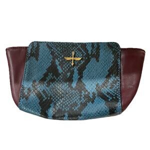 Pour la victoire Women's Maroon Blue Black Elie Mini Zipper Bag